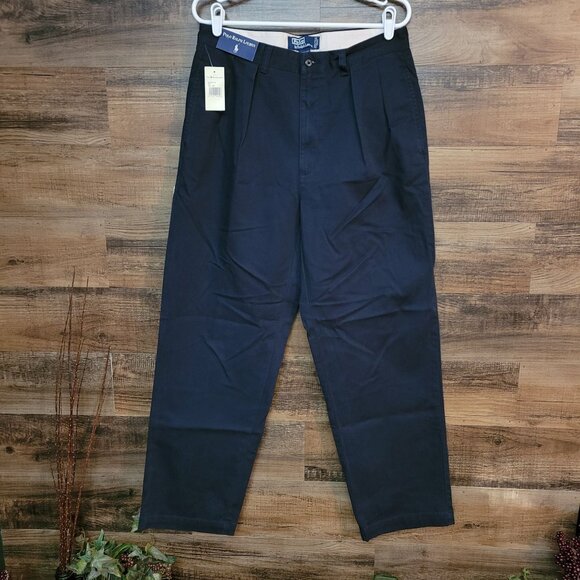 Vtg Polo Ralph Lauren The Andrew Chino Pants Tag 33x30 Measures 32x30 Navy NWT